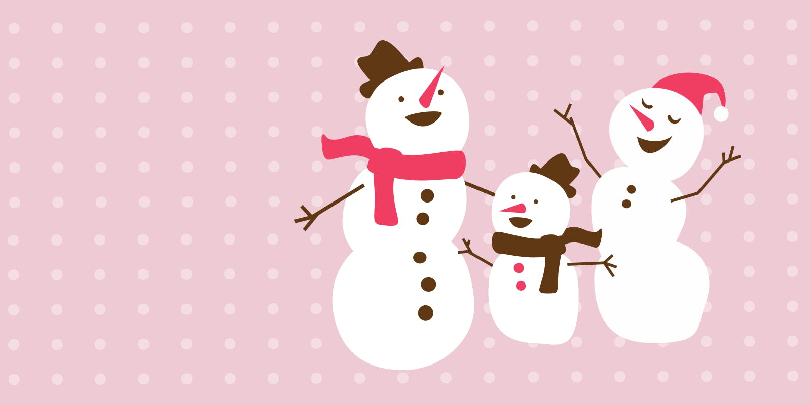 En snemand familie fejrer jul