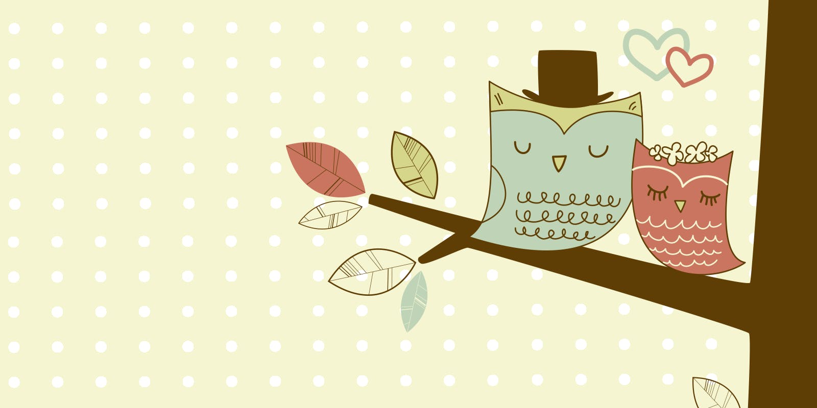 Two owls sitting on a branch